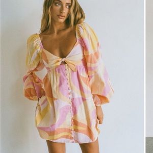 NWT Sabo Skirt Alya Babydoll Dress Pink and Orange XS